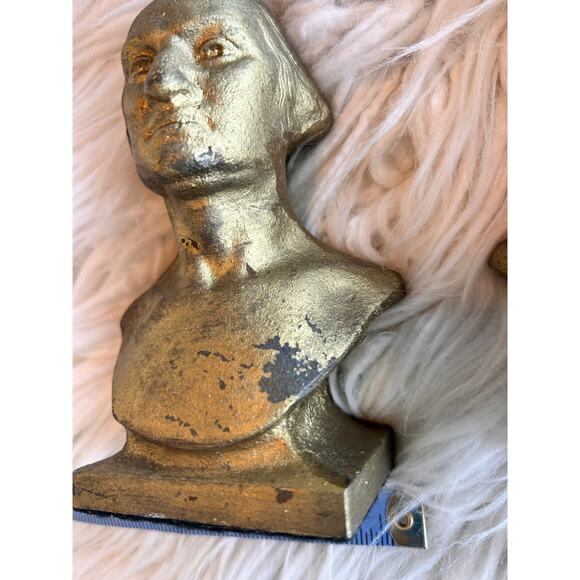 Vintage Antique Cast iron American Classical George Washington‎ Bookends Pair - Picture 12 of 12